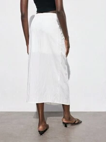 Maija Falda texturizada con pliegues en unicolor, verano - Blanco - Ver 6