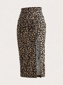SHEIN EZwear Black Knitted Tight Mid-Length Anti-Exposure Skirt - Black - View 9