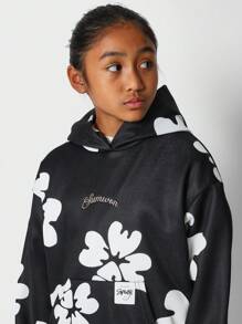 SUMWON Sumwon Sweatshirt Floral Pattern Hoodie Long Sleeve Cozy Kangaroo Pocket All Over Print Winter Autumn Spring Everyday Casual Streetwear Youth