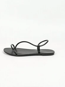 Sandálias Romanas Antiderrapantes Confortáveis para Mulher, Minimalista Fashion com Múltiplas Tiras, Ajuste Versátil - Preto - Ver 4