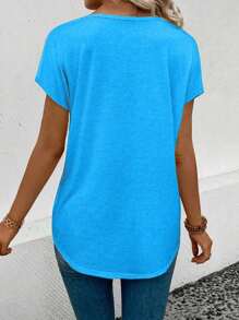 SHEIN LUNE Women's Simple Solid Color V-Neck Short Sleeve Camisole