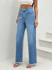RueChic Jeans droits haute taille Snow Wash