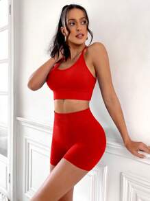 Easithlete 3pcs Women's Fashionable Seamless Sports Suit - Multicolor - View 7