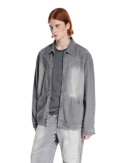 NEON BLANC X Manon Gautier Chaqueta de mezclilla con costuras contrastadas de diseñador