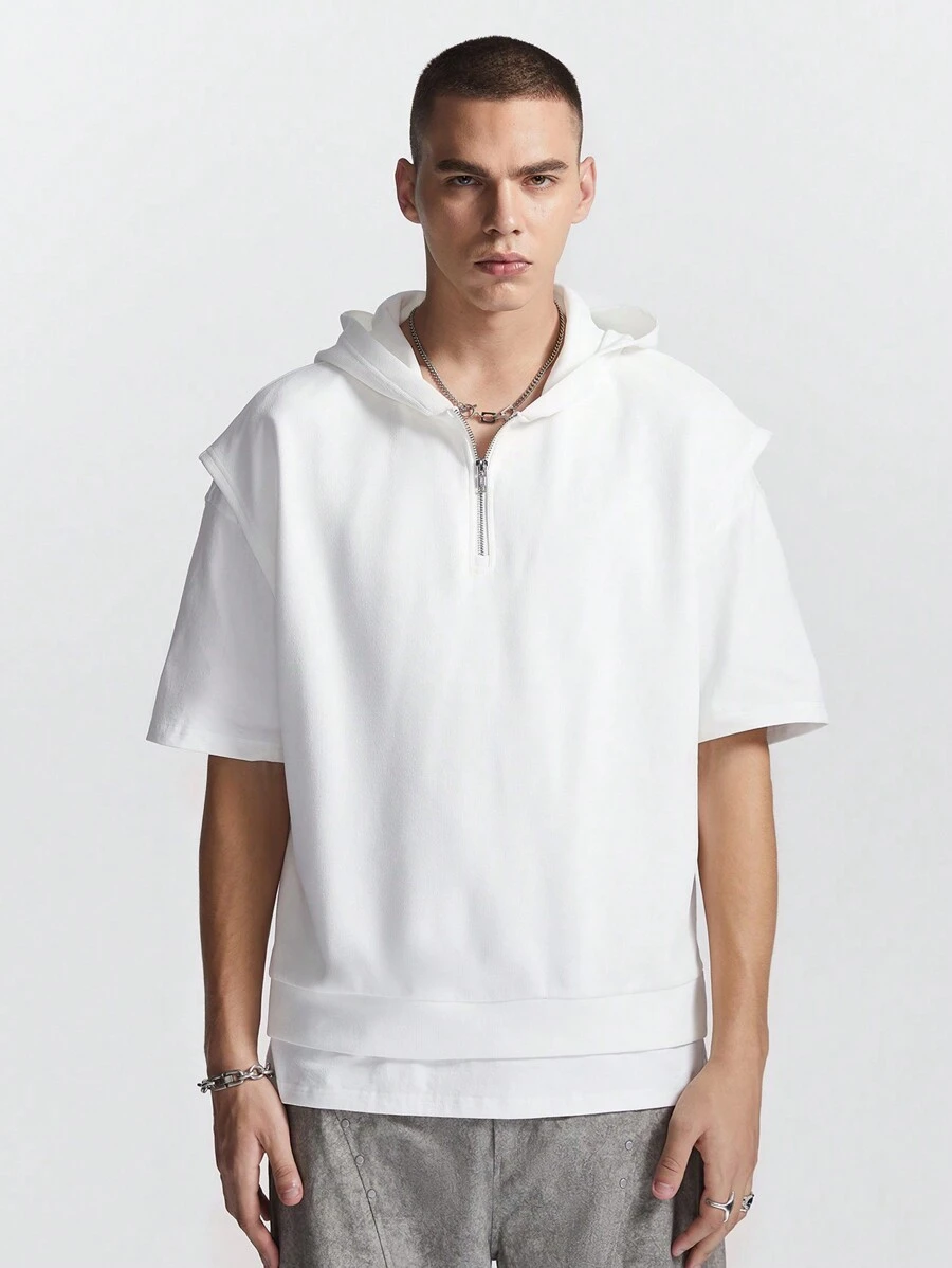 Manfinity VCAY Suéter de punto flojo de manga corta para hombre, adecuado para verano