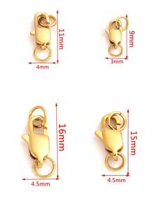 10 Pieces Stainless Steel Gold Plated Lobster Clasp With Open Jump Ring Necklace Bracelet Jewelry Connector For DIY Jewelry Making Supplies - Yellow Gold - View 4