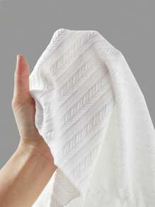 SHEIN EZwear Áo dệt kim màu trắng quây có viền ren và trang trí nơ - trắng - Xem 6