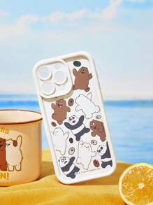 Cartoon Bear And Letter Pattern Beige Phone Case,Compatible With IPhone - Beige - View 6