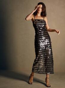 Anewsta Elegant Fitted Sequined Dress With A Strong Sense Of Design Maxi Women Outfit - Silver - View 1