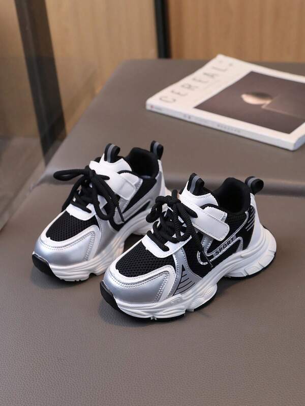 Zapatos deportivos versátiles y de moda para niños con bloques de color