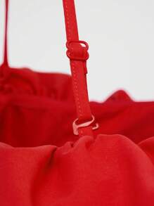 L'Amorae Top ombro a ombro com babados exagerados - Vermelho - Visão 5