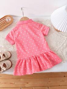 Baby Girl Strawberry Printed Short Sleeve Dress - Pink - View 2