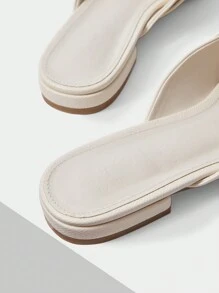 MOTF PREMIUM WOMEN SOLID COLOR SIMPLE BOWKNOT DECORATION POINTED TOE FLAT SHOES, FOR CHRISTMAS FALL NEW YEAR HOLIDAY - Beige - View 9