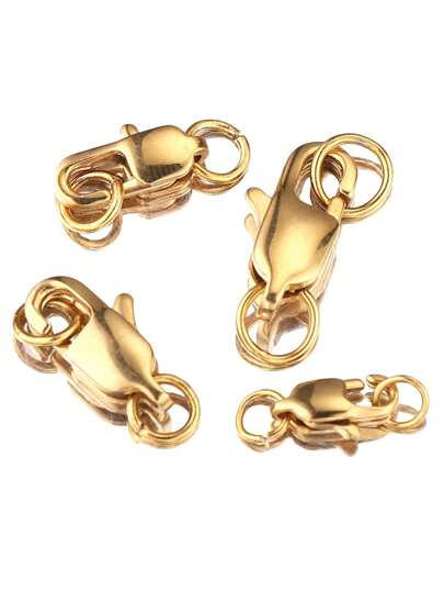 10 Pieces Stainless Steel Gold Plated Lobster Clasp With Open Jump Ring Necklace Bracelet Jewelry Connector For DIY Jewelry Making Supplies