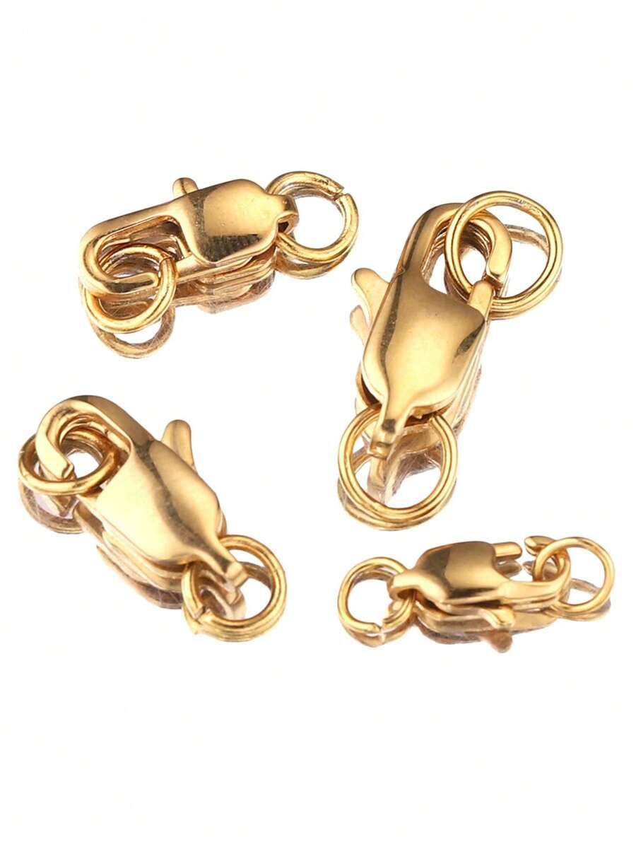 10 Pieces Stainless Steel Gold Plated Lobster Clasp With Open Jump Ring Necklace Bracelet Jewelry Connector For DIY Jewelry Making Supplies - Yellow Gold - View 1