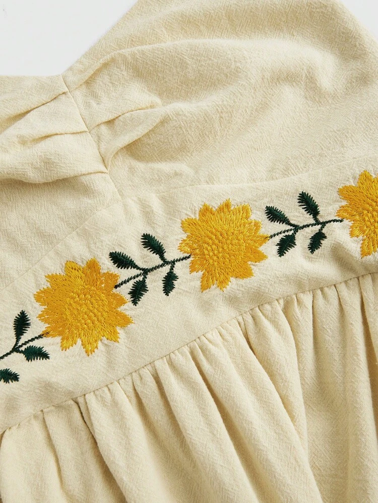 Women's Halter Neck Summer Dress With Asymmetrical Hemline And Floral Embroidery