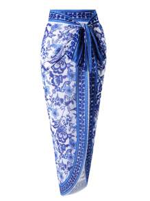 Swim Oasis 大尺碼花卉印花V領修身夏季沙灘泳衣和裙子 - 彩色 - 查看 5