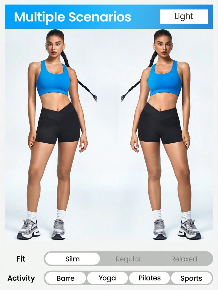 Cross Waist Tight-Fit Butt-Lifting Sports Shorts Spandex Short