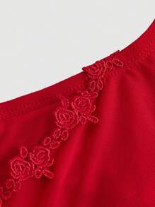 SHEIN MOD Vestido rojo cereza para verano con corbata en el cuello, dobladillo en ondas, bordado, lindo, para bodas, estilo de la alta sociedad, estilo de Bridgerton, fiesta con vestido rojo, vestido de playa, vestidos de otoño, conjuntos sexys, vestido para salir, vestido formal para bodas, elegante vestido de noche, vestido para almuerzo, vestido para despedida de soltera - Rojo - Ver 3