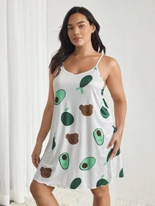 Vestito taglie forti semplice stampato per la casa e per uso quotidiano - Multicolore - Visualizzare 9