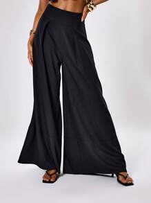 MUSERA Pantaloni eleganti con gamba extra ampia, estivi, sexy, chic e casual - nero - Visualizzare 1