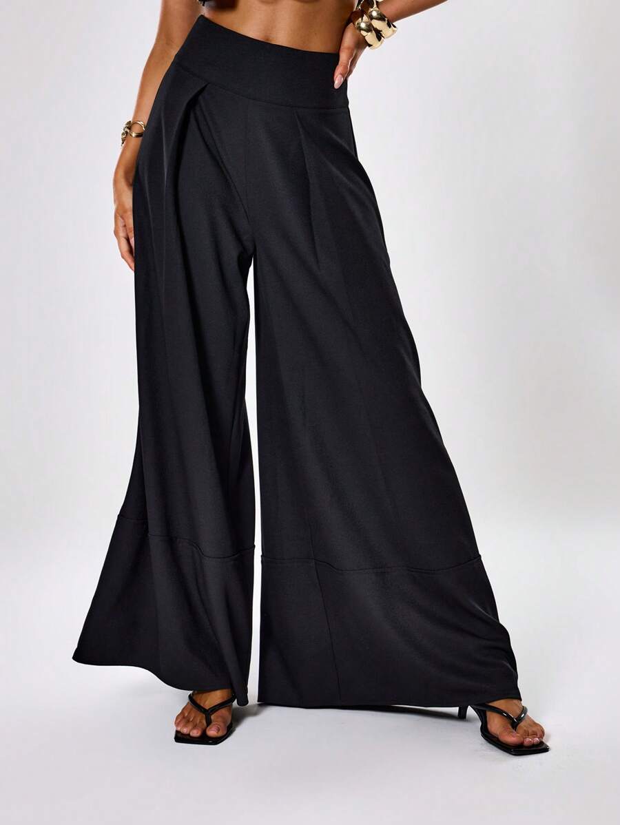 MUSERA Pantaloni eleganti con gamba extra ampia, estivi, sexy, chic e casual - nero - Visualizzare 1