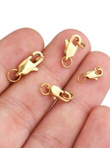 10 Pieces Stainless Steel Gold Plated Lobster Clasp With Open Jump Ring Necklace Bracelet Jewelry Connector For DIY Jewelry Making Supplies - Yellow Gold - View 3