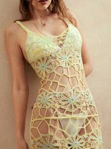 Anewsta Vestido cubre-maesh unicolor sin mangas con patrón de flores tie-dye, verano