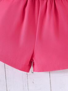 2pcs Baby Girls' Striped Splicing Top And Shorts Summer Outfits - Multicolor - View 7