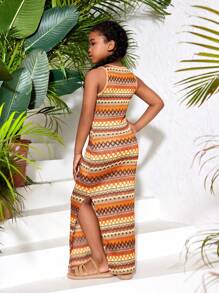 SHEIN Robe sans manches décontractée et de vacances pour préadolescentes