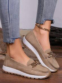 2025秋夏镂空新款皮鞋中老年女士乐福鞋女软底坡跟透气洞洞鞋