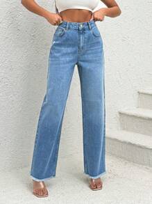 RueChic Jeans droits haute taille Snow Wash