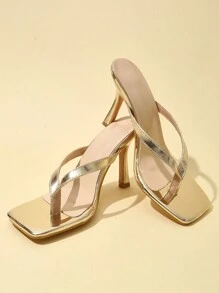 Klassische einfache Sandalen für Damen mit Riemen und offenem Zehenbereich, mit hohen Absätzen