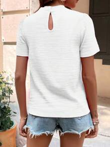 SHEIN Clasi Women's Plain And Simple Short Sleeve Daily Shirt - White - View 2