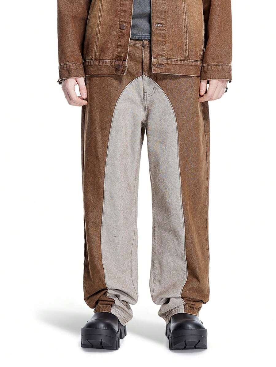 NEON BLANC X VICTOR VON SCHWARZ Quần denim rộng thùng thình màu sắc rực rỡ của nhà thiết kế - màu nâu - Xem 1