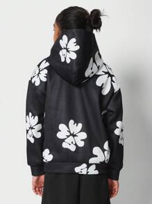 SUMWON Sumwon Sweatshirt Floral Pattern Hoodie Long Sleeve Cozy Kangaroo Pocket All Over Print Winter Autumn Spring Everyday Casual Streetwear Youth