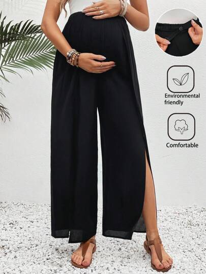 SHEIN Proste, codzienne spodnie ciążowe w jednolitym kolorze