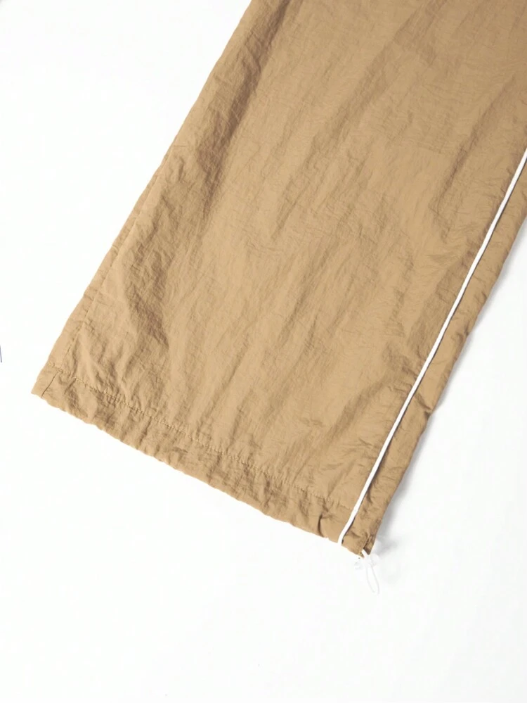 Casual Pants With Contrast Edge, Rolled Hem And Slanted Pockets Fall Cloth For Women