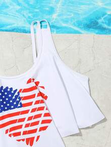 Đồ bơi đi nghỉ thường ngày in họa tiết dành cho các cô gái tuổi teen, Bộ bikini xếp nếp ngày 4 tháng 7 Trang phục ngày 4 tháng 7 - Nhiều màu - Xem 5