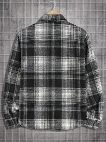 SHEIN Cottnline Men'S Plaid Long Sleeve Jacket - Black - View 2