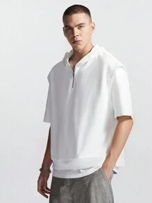 Manfinity VCAY Suéter de punto flojo de manga corta para hombre, adecuado para verano