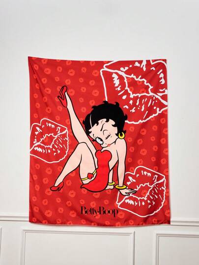 Betty Boop | ROMWE Wandteppich Muster mit Cartoon Charakteren und Lippen