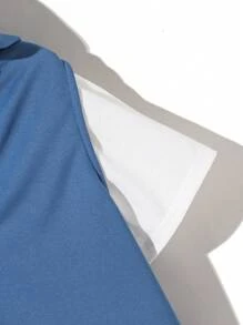 Tween Boy 3 chiếc áo vest màu trơn thường ngày + áo thun ngắn tay + trang phục quần dài kèm áo hoodie - Màu xanh lam - Xem 7