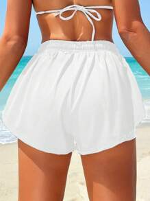 Swim Vcay Quần short bikini thắt eo màu trơn cho nữ đi nghỉ hè - trắng - Xem 2