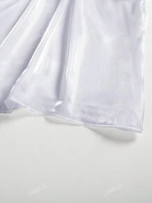 Elegante blusa suelta de manga larga con cuello alto y manga de globo en unicolor para mujer, ideal para primavera y otoño