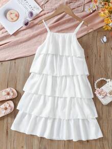 Sommerliches Freizeitkleid für Tween Mädchen mit Kuchen-Cami-Stil Einfarbig