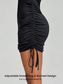 GLOWMODE Modal Playtime Long-Sleeve Pleated Dress Daily Casual - Black - View 4