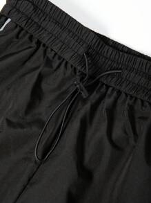 SHEIN X SAMADHI SHEIN Unity 印有字母的反光條紋設計束口口袋貨機褲 - 黑色 - 查看 5