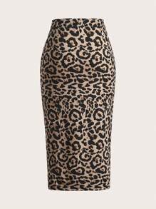 SHEIN EZwear Black Knitted Tight Mid-Length Anti-Exposure Skirt - Black - View 8