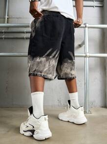 Manfinity EMRG Bermuda di jeans casual da uomo con tasche, pantaloncini di jeans larghi per uscire, pantaloncini di jeans neri oversize, adatti come regalo per marito o fidanzato